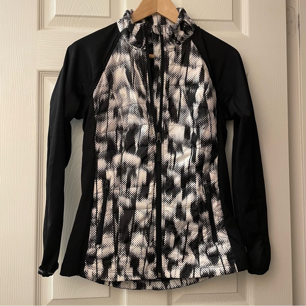 Calvin Klein Quick Dry Full Zip Sport Lightweight Jacket Black/White NWOT